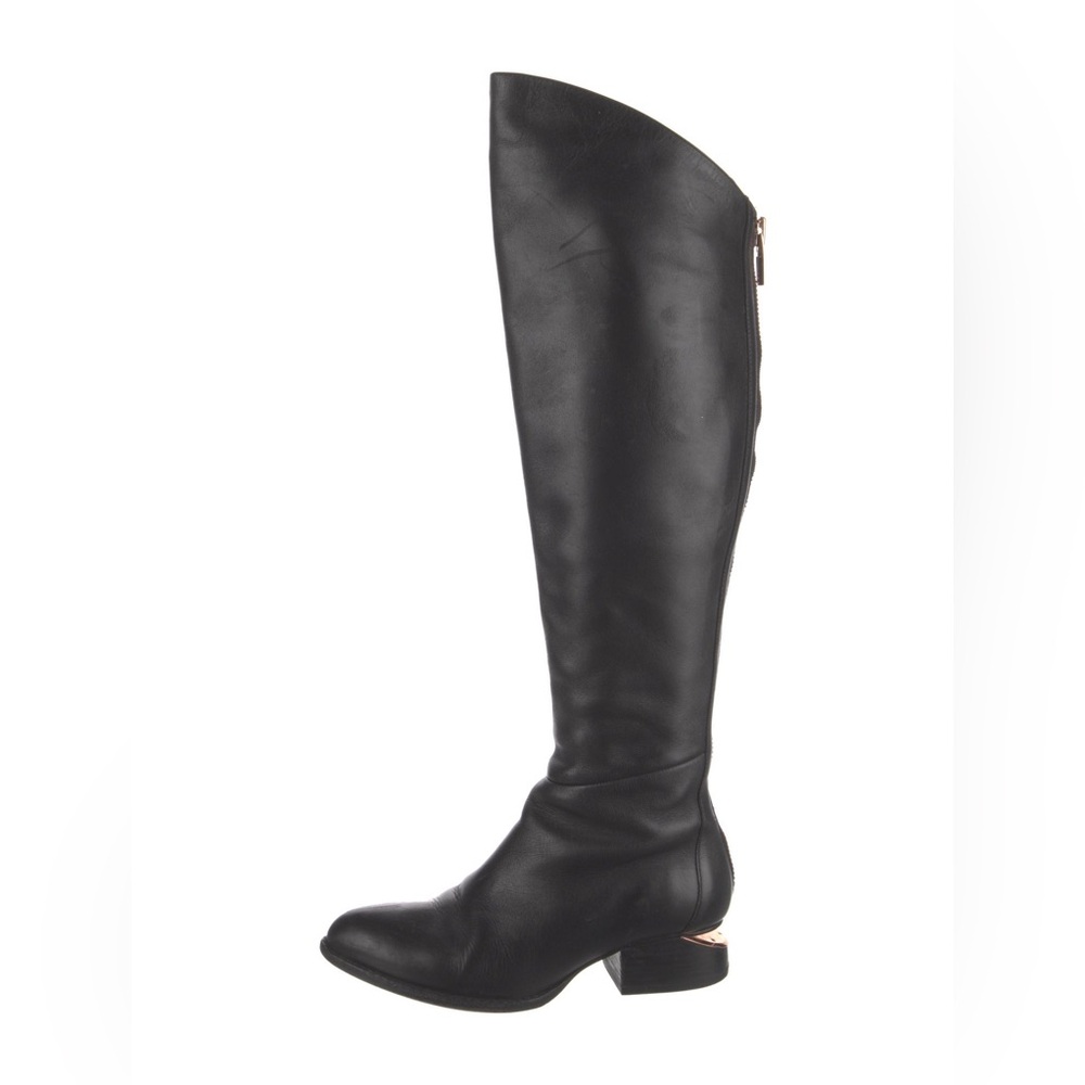 Black Leather Heeled Riding Boot - size 8
